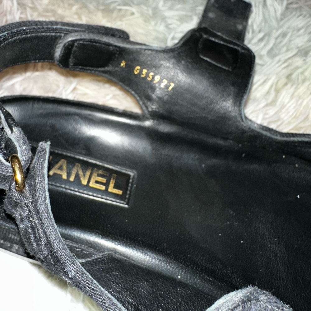 Chanel Dad Sandals CC Logo in Black Denim Size 39 - Picture 13 of 16